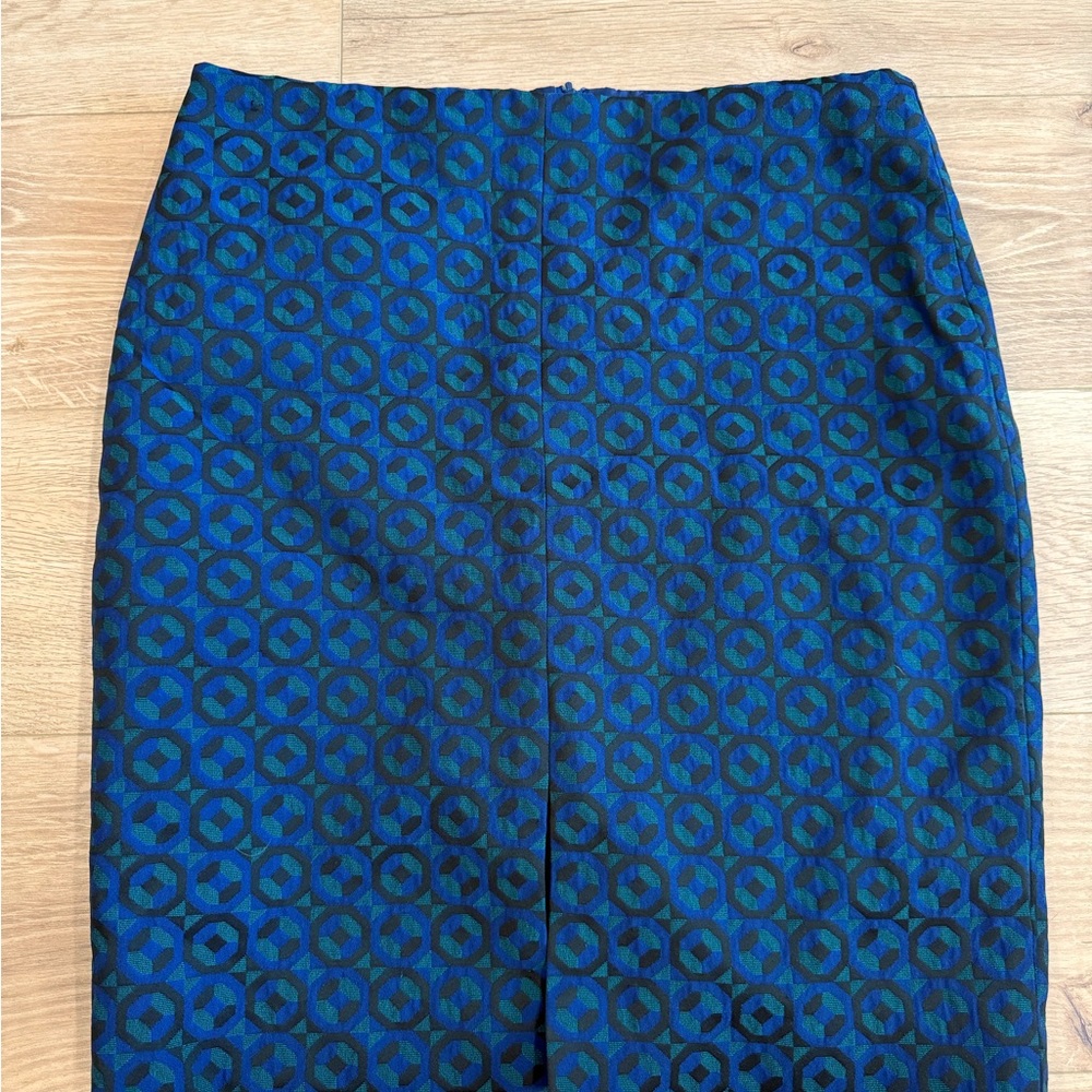 Boden Blue and Black Geometric Pencil Skirt